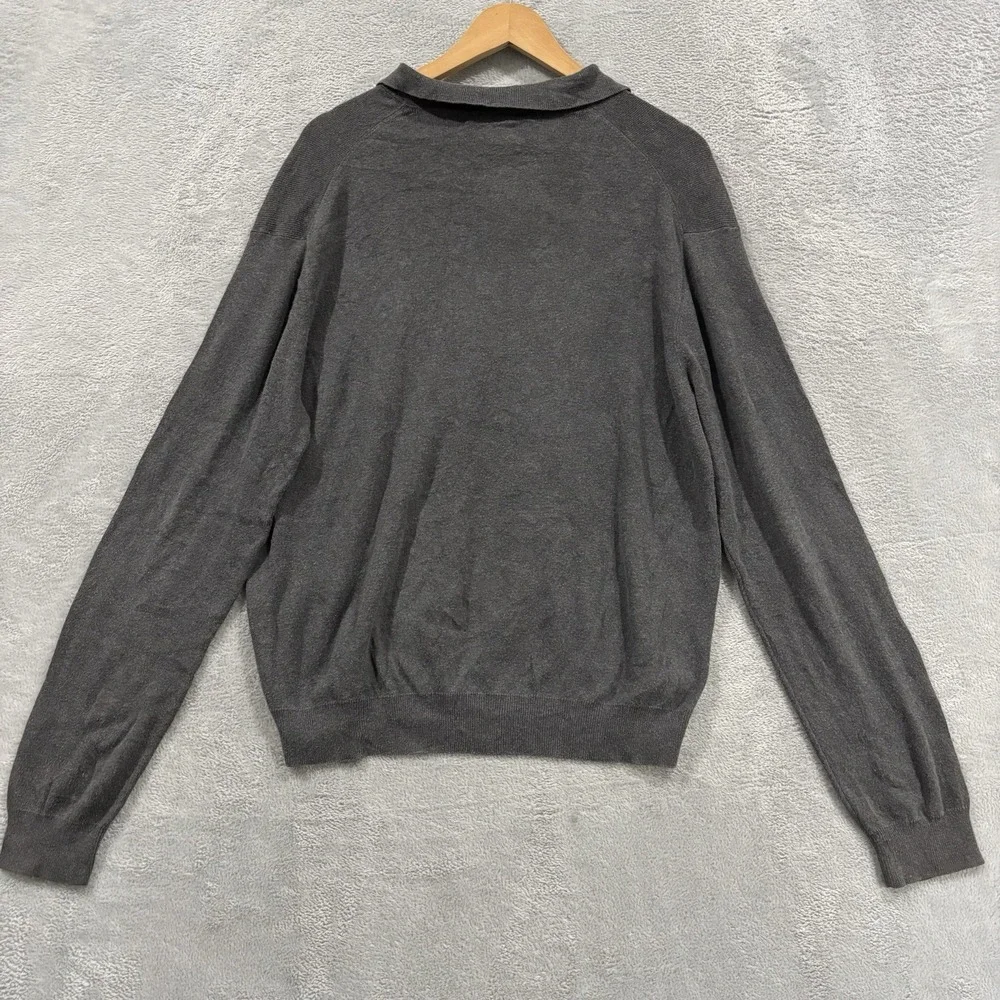 Polo Ralph Lauren 1/4 Button Sweater Long Sleeve XL Gray Pima Cotton Old Money